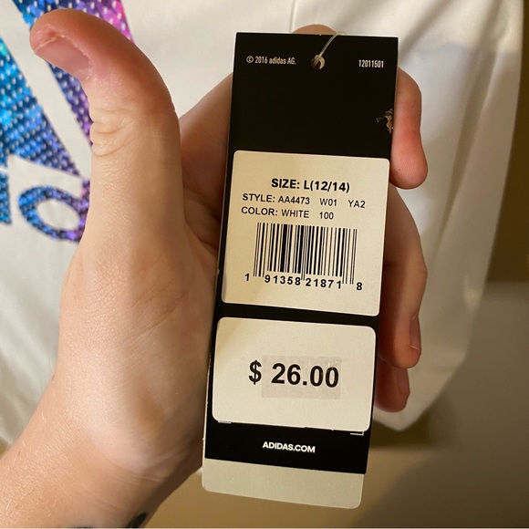 NWT White Girls Adidas Long Sleeve Shirt - Picture 3 of 7